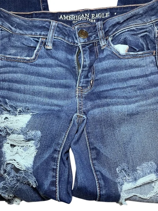 American Eagle Outfitters Ripped Dark Blue Skinny Jeans - Picture 2 of 5